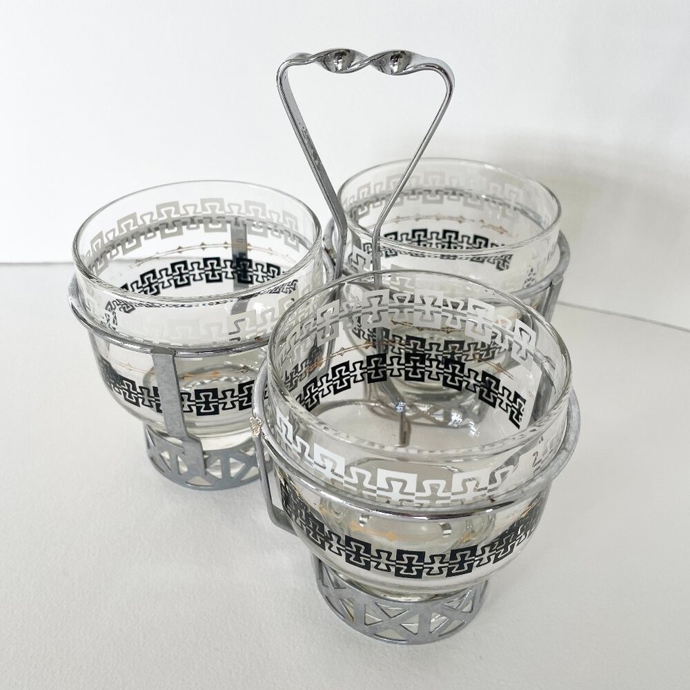 Vintage Libbey 3 jar glass condiment set